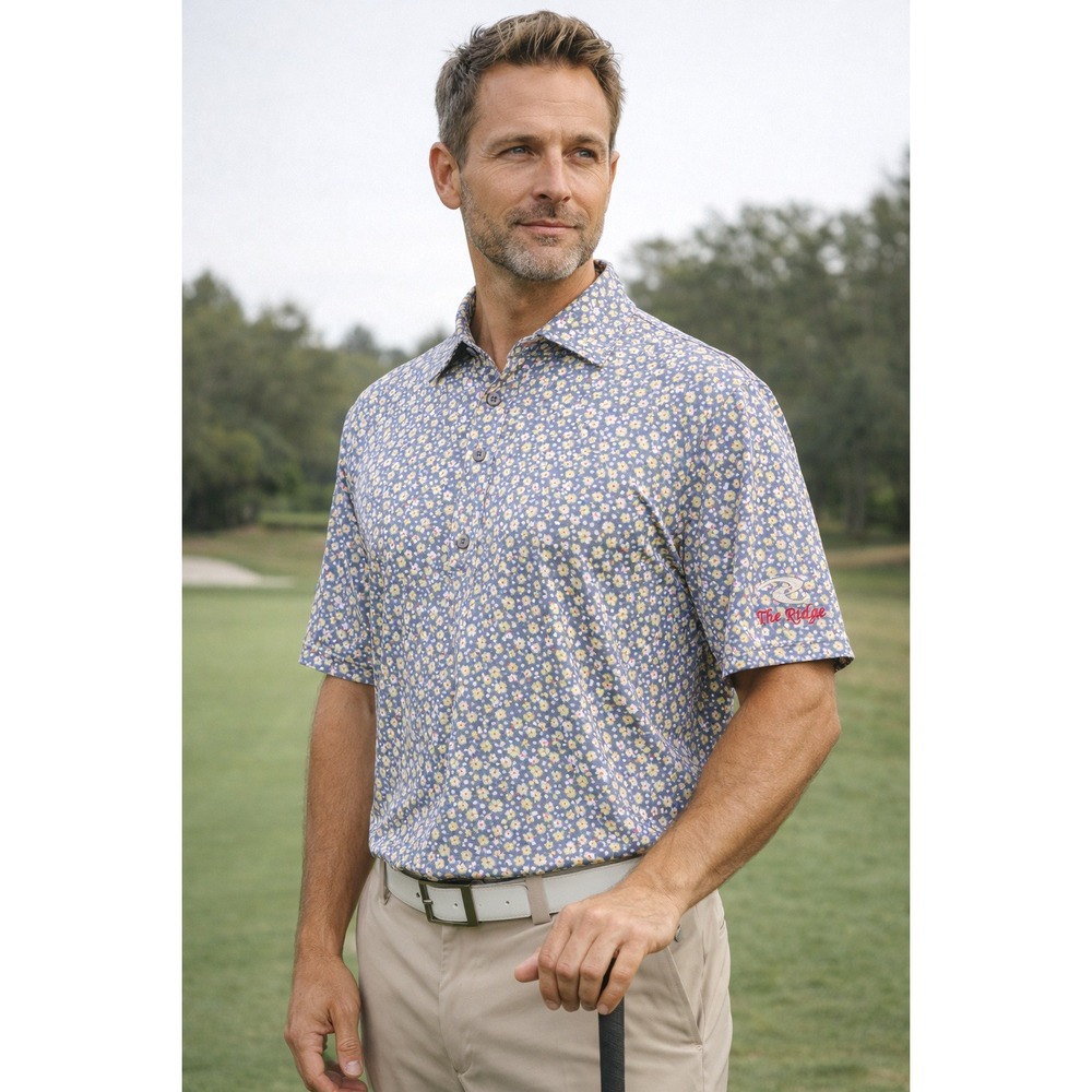 FJ‎ FootJoy Golf Polo Shirt Men's Large Floral Print Short Sleeve Performance